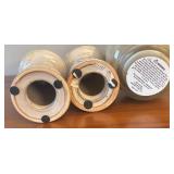 LR - Set of 2 Ceramic Candle Holders with Pillar Candles and Decorative Glass Vase