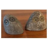 LR - Pair of Stone Owl Sculptures