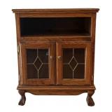 LR - Vintage Wooden Cabinet with Glass Pane Doors