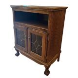 LR - Vintage Wooden Cabinet with Glass Pane Doors