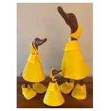 LR - Set of 3 Wooden Duck Figurines in Yellow Raincoats