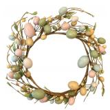 LR - Chicken Wire Basket with Faux Eggs and Pastel Egg Wreath