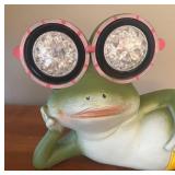 LR - Set of 2 Frog Garden Decor Figures One with Solar Light Feature