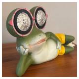 LR - Set of 2 Frog Garden Decor Figures One with Solar Light Feature