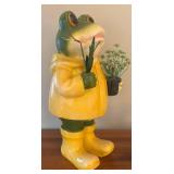 LR - Set of 2 Frog Garden Decor Figures One with Solar Light Feature