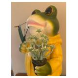 LR - Set of 2 Frog Garden Decor Figures One with Solar Light Feature