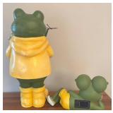 LR - Set of 2 Frog Garden Decor Figures One with Solar Light Feature