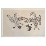 LR - "Hawks Hunting Otter" Limited Edition Inuit Print by Kanayook Povungnituk