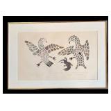 LR - "Hawks Hunting Otter" Limited Edition Inuit Print by Kanayook Povungnituk