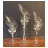 LR - Set of 3 Glass Calla Lily Oil Candles
