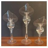 LR - Set of 3 Glass Calla Lily Oil Candles