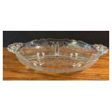LR - Vintage Cambridge Glass "Rose Point" Divided Relish Dish and Antique Early American Pattern Glass (EAPG) Compote
