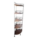 P - Five Tier Wicker and Metal Corner Shelf