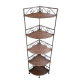 P - Five Tier Wicker and Metal Corner Shelf