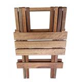 P - Wooden Folding Slat Side Table / Plant Stand