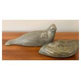 LR - Seal and Duck Hand Carved Inuit Stone Carvings