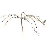 G - Set of 5 Decorative Yard Stakes with Whimsical Houses and Beaded Branch