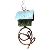 G - Set of 5 Decorative Yard Stakes with Whimsical Houses and Beaded Branch