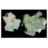 G - Set of 2 Adorable Cement Frog Statues
