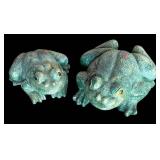 G - Set of 2 Adorable Cement Frog Statues
