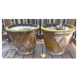 BY - Pair of Foam Planters with Geometric Design