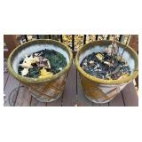 BY - Pair of Foam Planters with Geometric Design