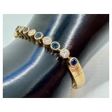14k Gold Italian Sapphire and Diamond Tennis Bracelet