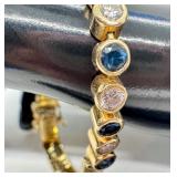 14k Gold Italian Sapphire and Diamond Tennis Bracelet
