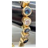 14k Gold Italian Sapphire and Diamond Tennis Bracelet