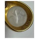 18k Gold Moonstone Cameo Pendant with Diamond and 14k 20" Chain