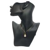 18k Gold Moonstone Cameo Pendant with Diamond and 14k 20" Chain