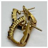 18K Gold Sapphire and Diamond Hoop Earrings