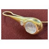 18k Gold Carved Moonstone and Diamond Single EarringÂ 