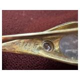 18k Gold Carved Moonstone and Diamond Single EarringÂ 