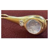 18k Gold Carved Moonstone and Diamond Single EarringÂ 