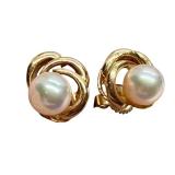14k Gold Pearl Stud Earrings