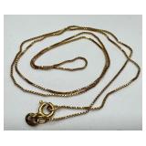 14K Gold 18 Inch Box Chain Necklace, 1.53 Grams