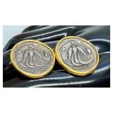 MMA Reproduction Ancient Greek Coin Earrings with Gold-Tone Trim