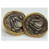 MMA Reproduction Ancient Greek Coin Earrings with Gold-Tone Trim