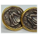 MMA Reproduction Ancient Greek Coin Earrings with Gold-Tone Trim
