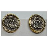 MMA Reproduction Ancient Greek Coin Earrings with Gold-Tone Trim