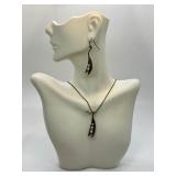 Bronze Peapod Pendant Necklace with Pearls and One Matching Earring
