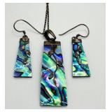 Sterling Silver Abalone Necklace and Earring Set