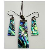 Sterling Silver Abalone Necklace and Earring Set