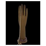 Fashion Jewelry Set with Faux Pearl Necklace, Three Stretch Bracelets, and Gold-Tone Earrings