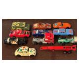 Lot of 11 Vintage Yatming Diecast Toy Cars and Trailer - For Restoration