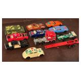 Lot of 11 Vintage Yatming Diecast Toy Cars and Trailer - For Restoration