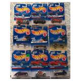 9 Hot Wheels Diecast Cars in Packaged Assortment (Quicksilver, Enforcer, Tipper Series)