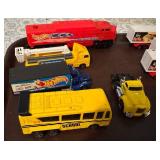 Collection of 9 Die-Cast Toy Train and Trucks Assorted Brands