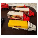 Collection of 9 Die-Cast Toy Train and Trucks Assorted Brands